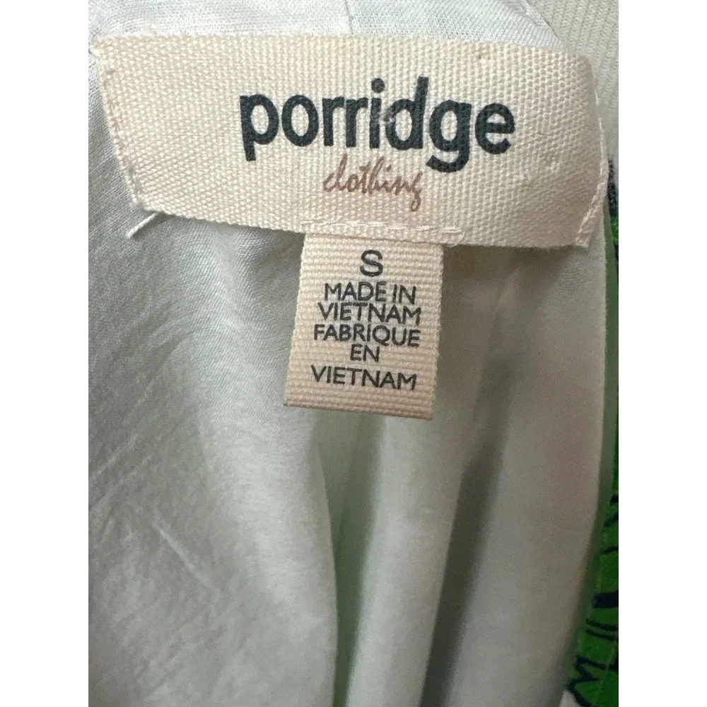 Porridge Clothing Green Floral Linen Blend Mini Dress Short Sleeve Small Retro - Picture 7 of 12